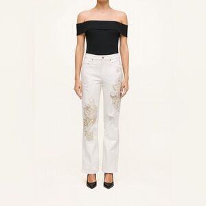 Soho Jeans‎ Embellished Boyfriend Distressed White Denim Jeans Size 8